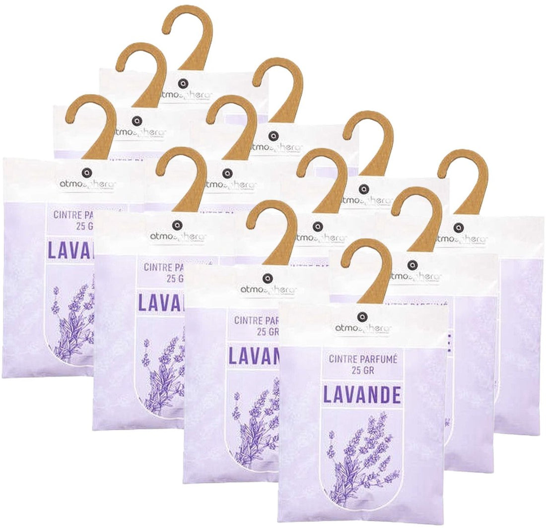 Sachets parfumés lavande Atmosphera - 12x - avec crochet de suspension - cartes parfumées/désodorisant