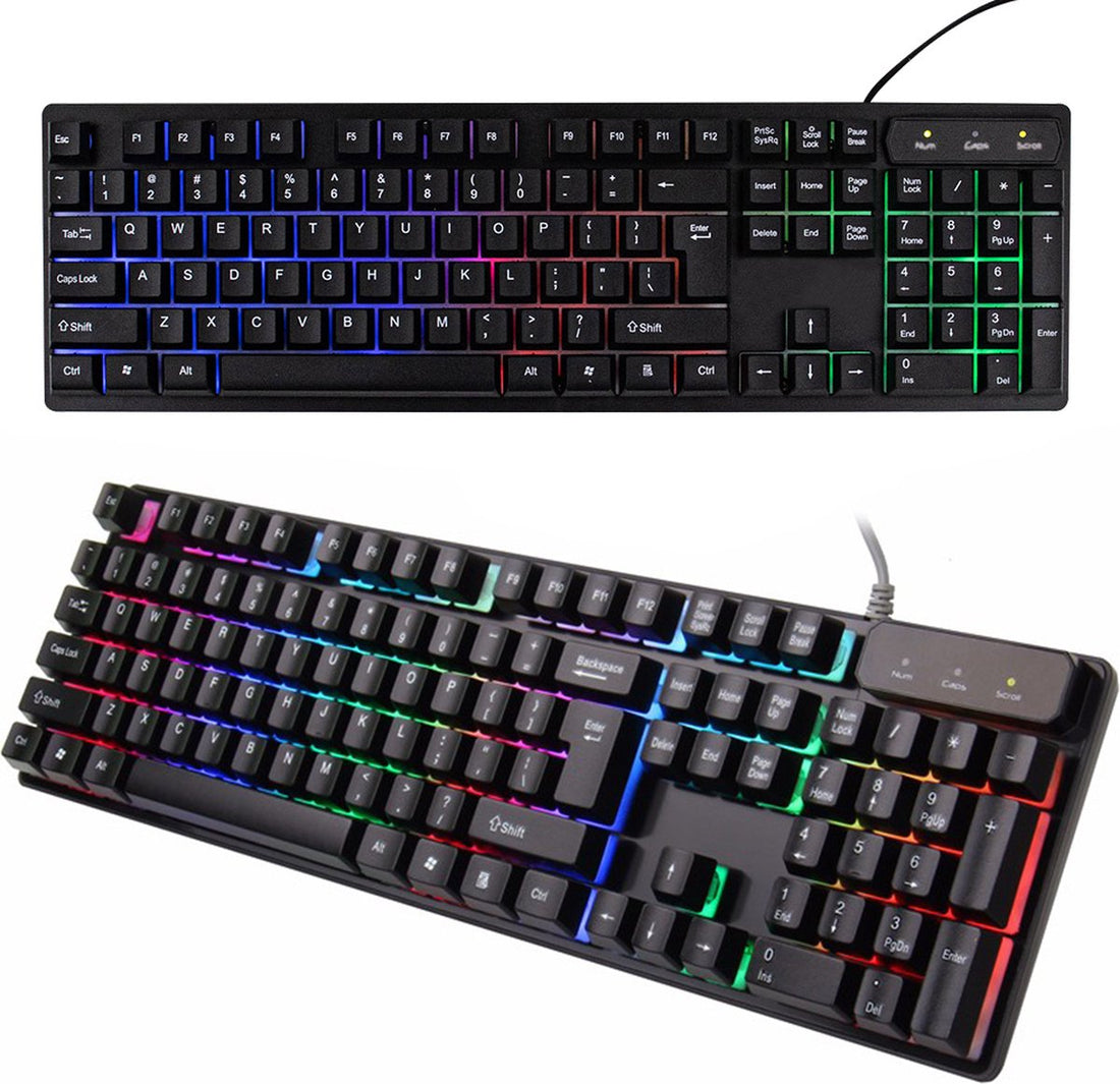 Gaming-Tastatur - Spritzwassergeschützt - RGB-LED-Beleuchtung - QWERTY - Plug & Play - Anti-Ghosting-Funktion - Lebensdauer: 15 Millionen Klicks