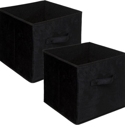 5Five Opbergmand/kastmand - Set van 4x stuks - zwart - 29 liter - 31 x 31 x 31 cm - Opbergboxen - Vakkenkast manden - polyester