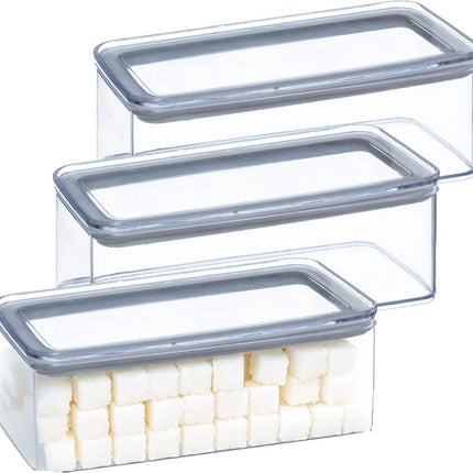 5Five Voorraadpot - 4x - keuken/voedsel - kunststof - 1000 ml - luchtdichte deksel - transparant - 20 x 10 x 7 cm