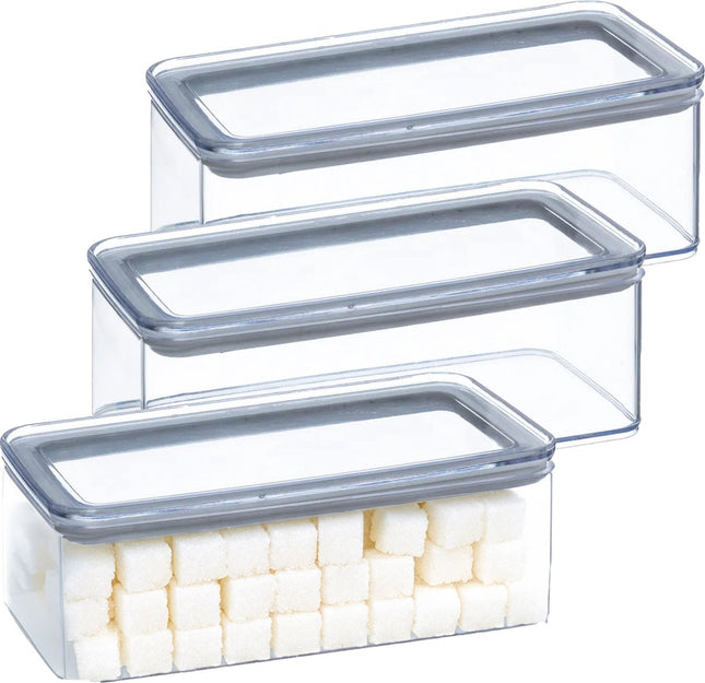 5Five Voorraadpot - 4x - keuken/voedsel - kunststof - 1000 ml - luchtdichte deksel - transparant - 20 x 10 x 7 cm