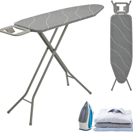 KINGHOFF KH-1939 Strijkplank – 114×35,5 cm – 7-hoogtes verstelbaar – Met Strijkijzerhouder – Grijs