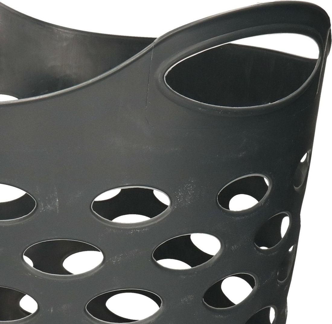 5Five Flexible laundry basket/storage basket - 2x - round - dark grey - 28 litres - D38 x H38 cm