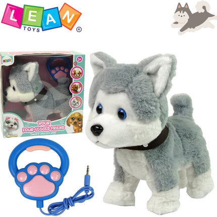 LeanToys - Interactieve Hond Husky – Lopende & Blaffende Pluche Hond met Leash – Bewegende Kop, Kwispelende Staart, Geluid & Muziek – Speelgoed Hond voor Kinderen – Interactief Pluche Dier – Knuffeldier – Cadeau Kinderen + Gratis E-Book