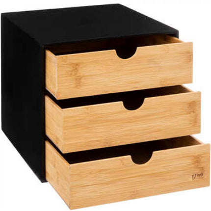 Bamboe kabinet met 3 lades - Bamboe opbergbox - Bamboe opbergkast 3 lades - A4 Formaat 25 x 31 x 25 cm - Zwart