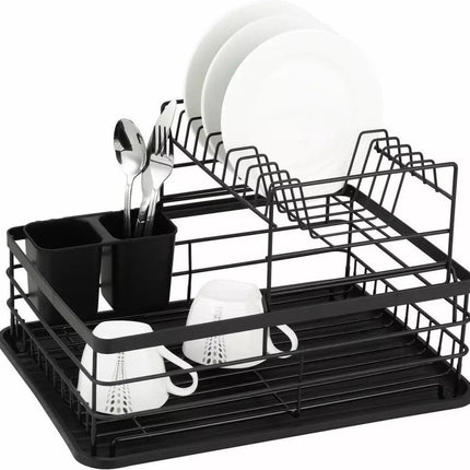 Luxe Afdruiprek met bestekkorf en lekbak - Droogrek - Afdruiprek - 43 x 29 x 27 cm