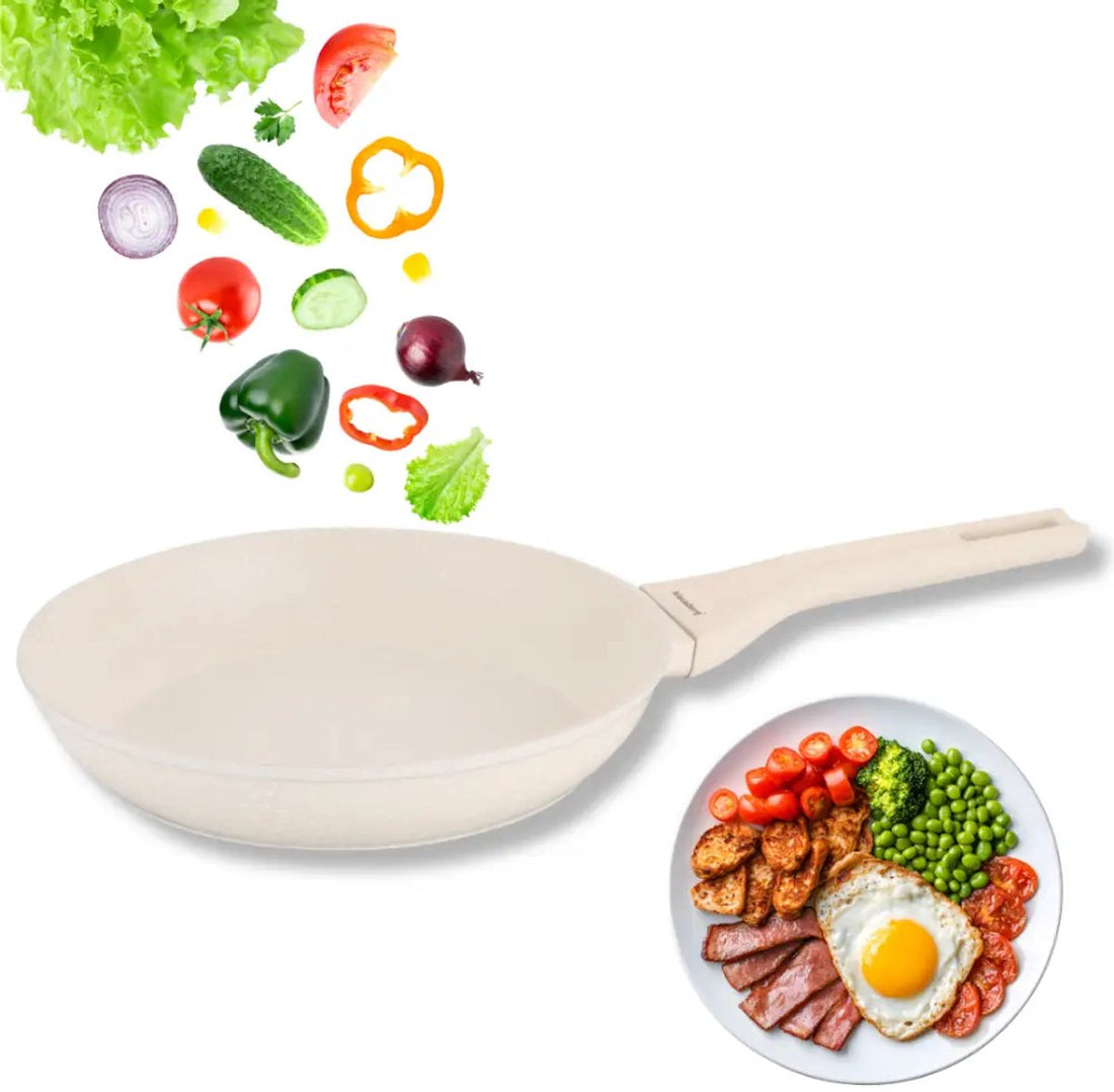 Klausberg KB-7989 marmeren koekenpan 24 cm – crème, ook voor inductie