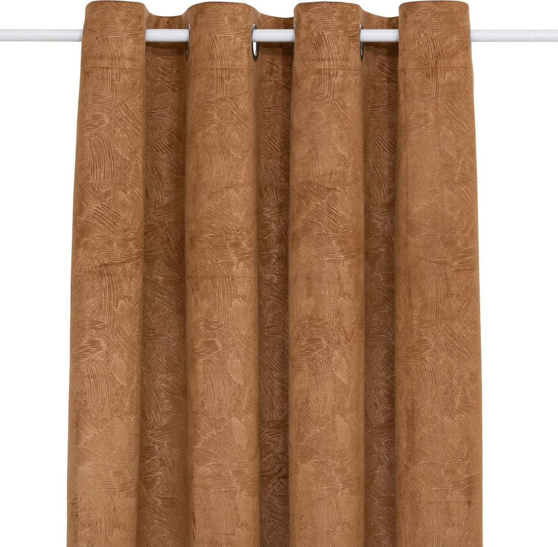 Atmosphera Fujo Velvet Blackout Curtain 135x260cm - Ready-made curtains with hook rings - Cinnamon