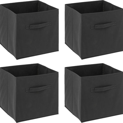 5Five Opbergmand/kastmandje - 4x - Donkergrijs - 31 x 31 x 31 cm - 29 liter - Vakkenkast manden - Stof met versterkte bodem - Opvouwbaar