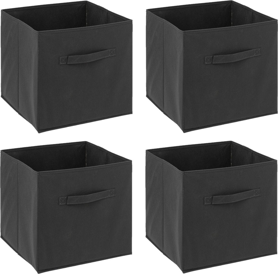 5Five Storage basket / cupboard basket - 4x - Dark grey - 31 x 31 x 31 cm - 29 litres - Cube storage baskets - Fabric with reinforced bottom - Foldable