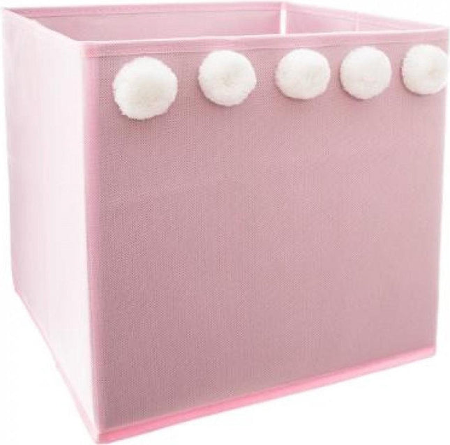 Opbergdoos Vierkant - Pompom, Roze - (29x29x29cm)