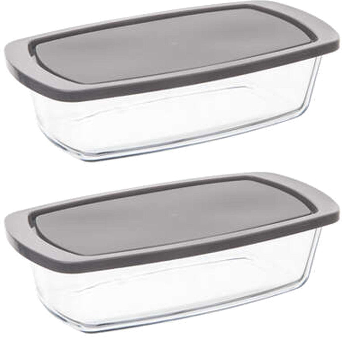 5Five Borosilicate glass baking dish with lid - 2x - rectangular - 1.8 Liter - 27 x 14 x 7.3 cm
