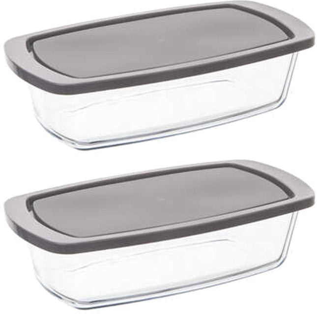 5Five Ovenschaal van borosilicaat glas met deksel - 2x - rechthoek - 1.8 Liter - 27 x 14 x 7,3 cm