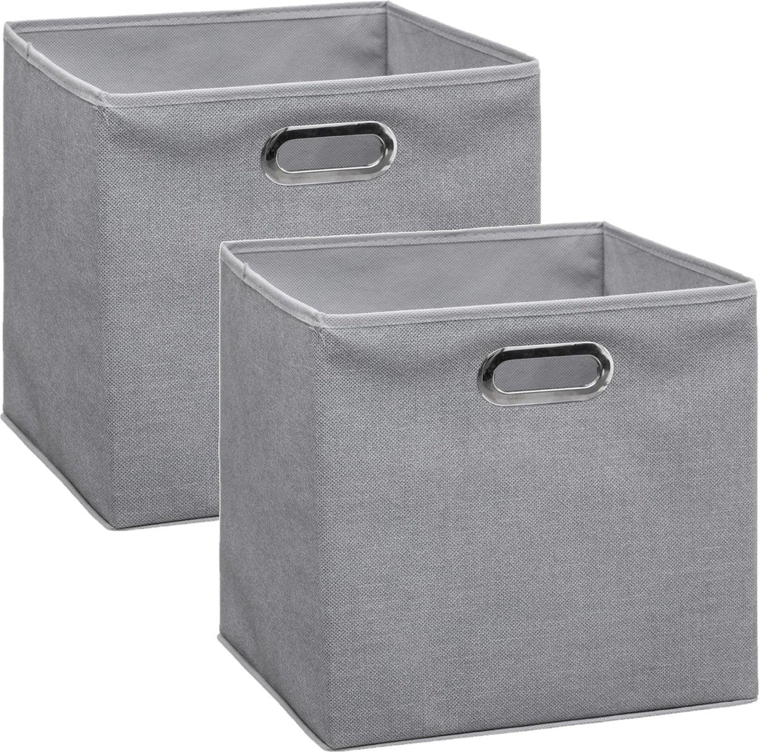 5Five Panier de rangement / panier pour étagère gris - Lot de 2 pièces - lin - 29 litres - 31 x 31 x 31 cm - Boîte de rangement - Paniers pour meuble à cases