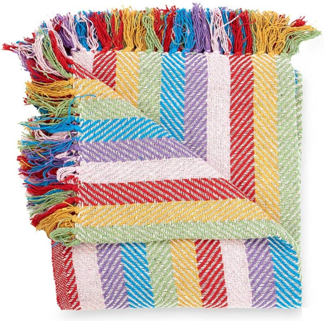 Giftdecor Wohndecke / Sofadecke Hamam - 125 x 150 cm - Tagesdecke - Streifenmuster - multifunktionale Decke