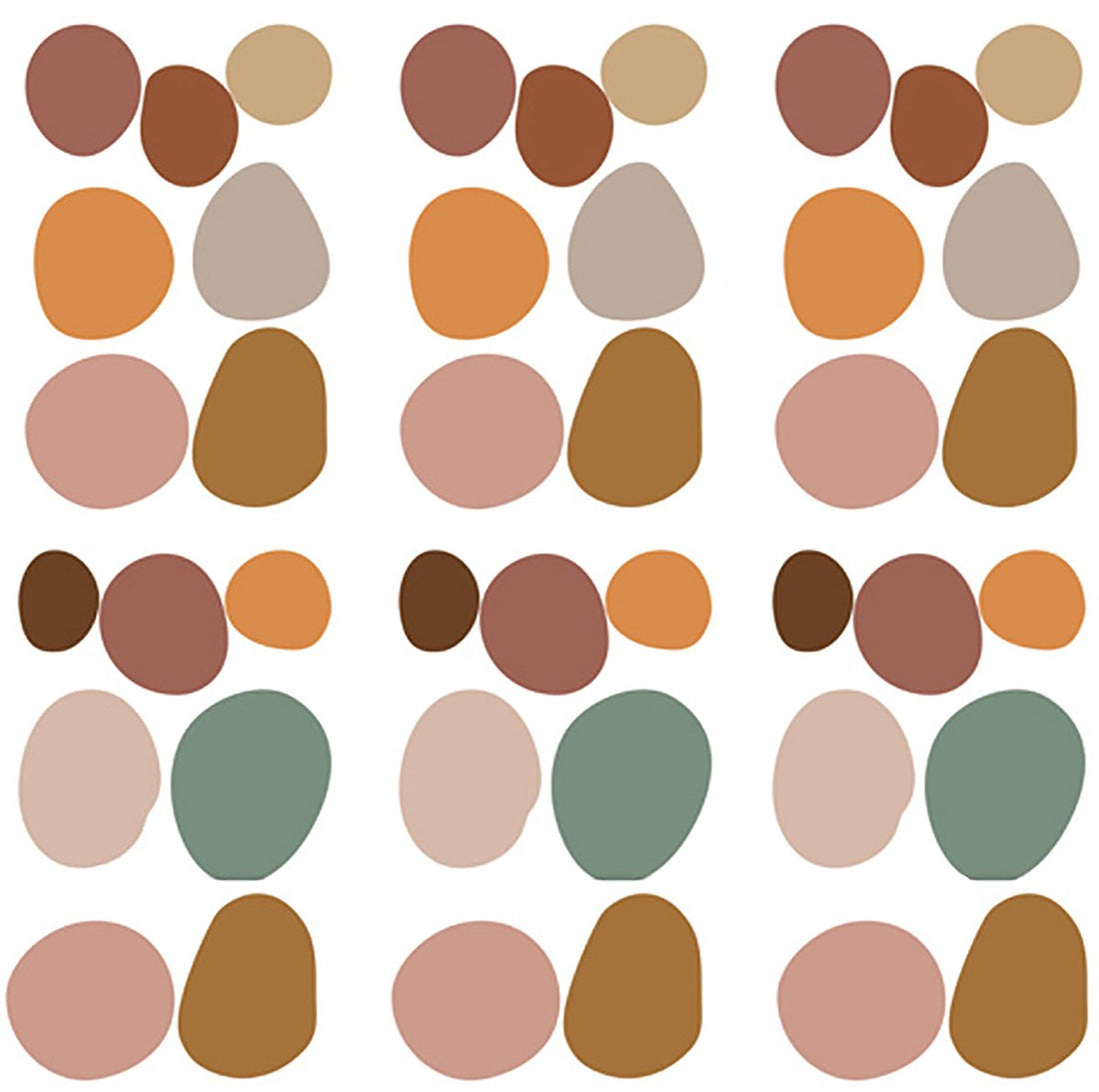 Sticker mural Galets style naturel - Décoration murale adhésive pour salon et chambre - Ensemble de galets naturels pour intérieurs modernes - Points - Stickers muraux