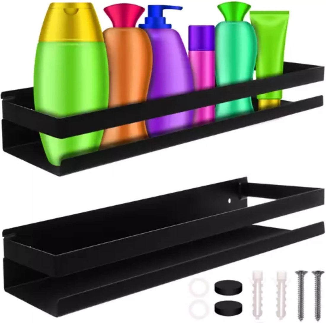 Ruhhy Étagère murale - noire - acier inoxydable - L50 cm - flottante - industrielle - pour salle de bain ou cuisine