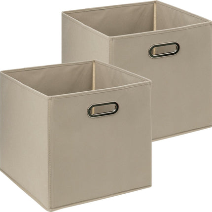 5Five Opbergmand/kastmandje - 2x - Taupe - 31 x 31 x 31 cm - 29 liter - Vakkenkast manden - Stof met versterkte bodem - Opvouwbaar