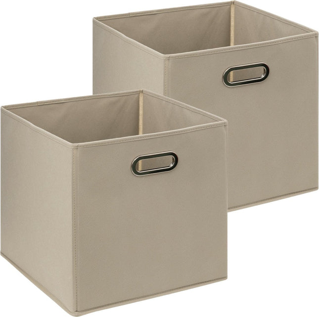 5Five Opbergmand/kastmandje - 2x - Taupe - 31 x 31 x 31 cm - 29 liter - Vakkenkast manden - Stof met versterkte bodem - Opvouwbaar