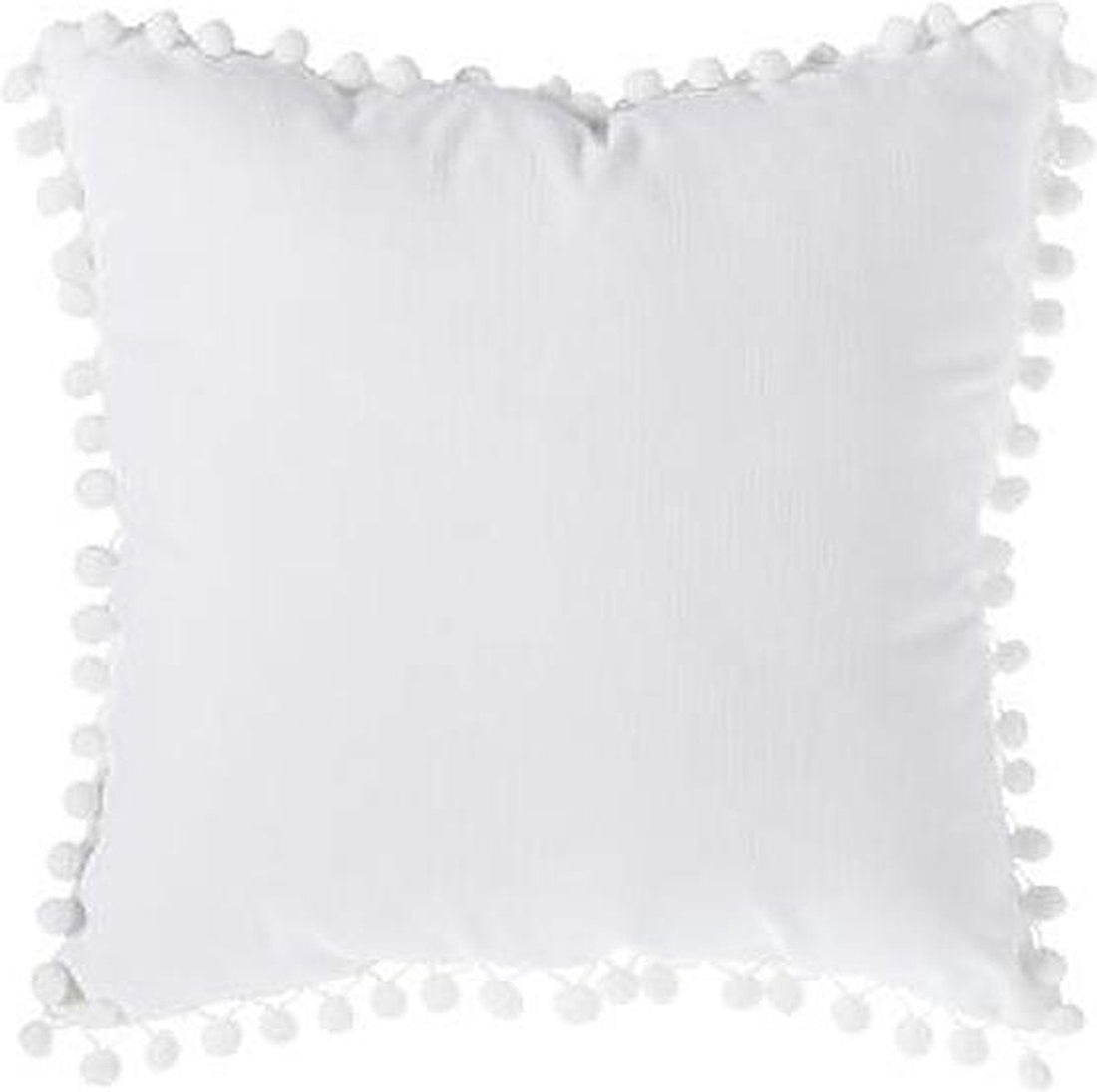 Coussin décoratif Ellis - Blanc - Coussin avec pompons/glands - 40x40 cm