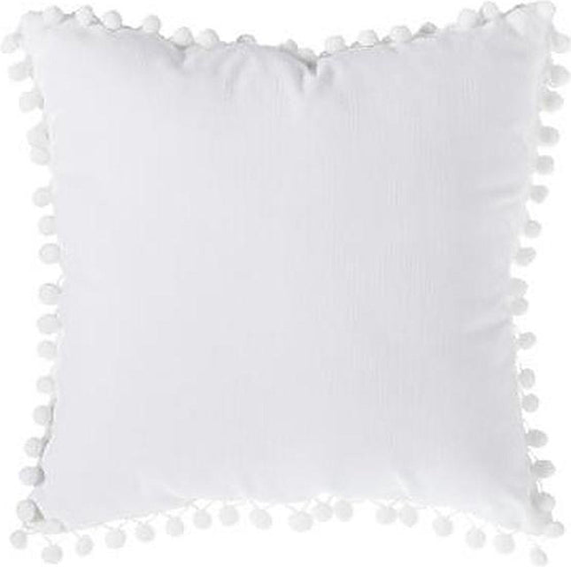 Sierkussen Ellis - Wit - Sierkussen met pompons/tassels - 40x40 cm