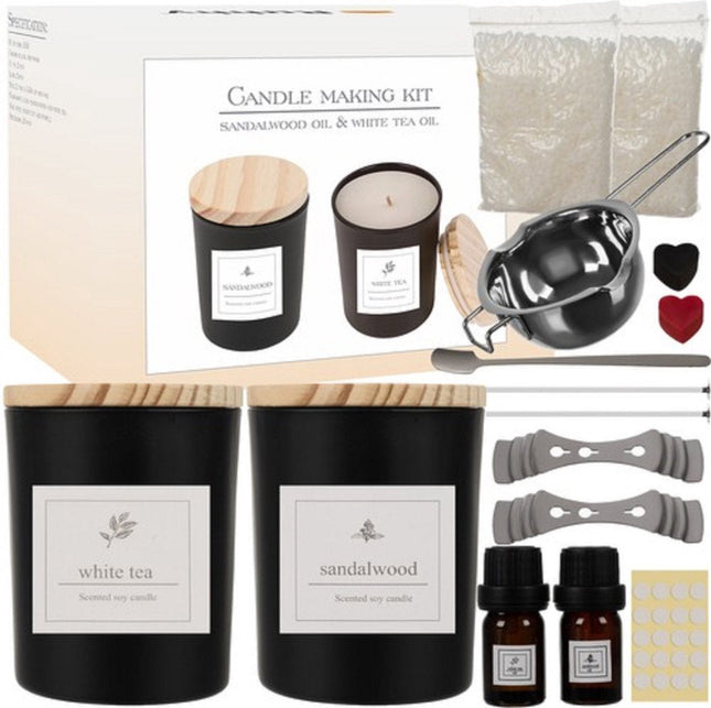 DIY Ruhhy kaarsenset zwart - met 26 branduren - complete geschenkset - zelf kaarsen maken