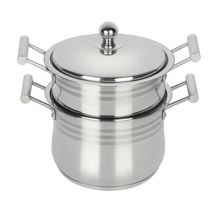 Hakal Couscouspan 12 liter - RVS Pan voor Inductie - PFOA Vrij - Geschikt voor Alle Warmtebronnen - Couscoussier - Stoompan