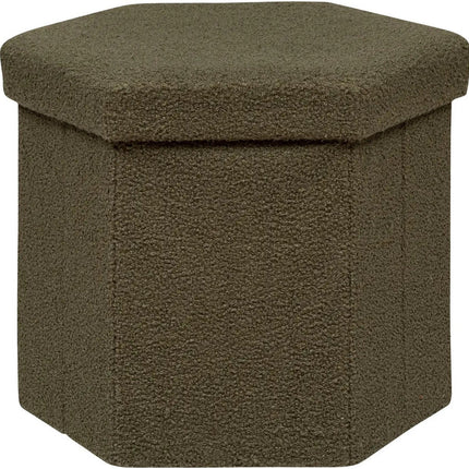 Atmosphera Poef/krukje/Hocker Jako - Opvouwbaar/Opslag box 60L - Olijfgroen - D40 x H38 cm - MDF/polyester