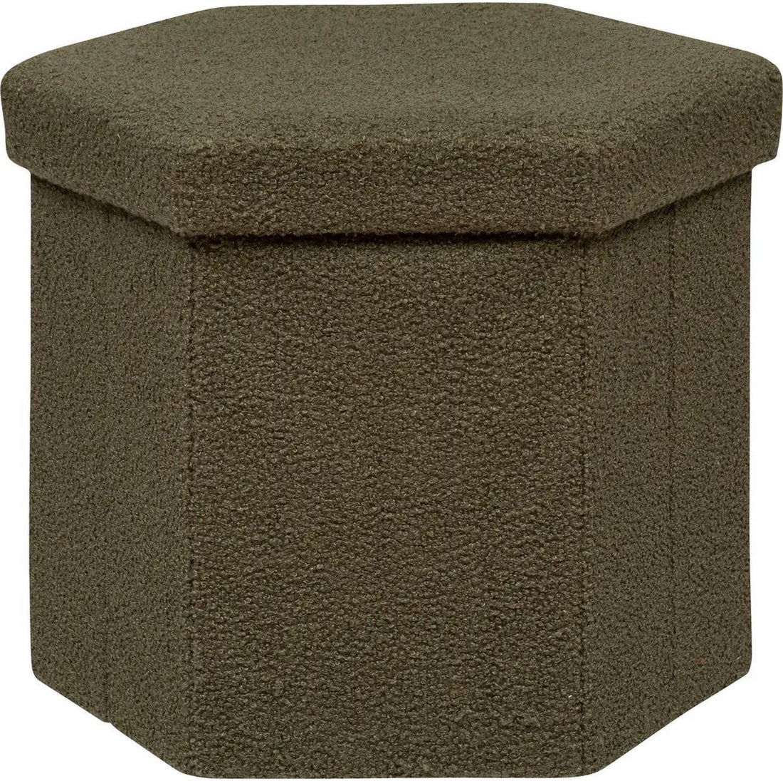 Pouf / tabouret / repose-pieds Atmosphera Jako - Pliable / Coffre de rangement 60L - Vert olive - D40 x H38 cm - MDF / polyester