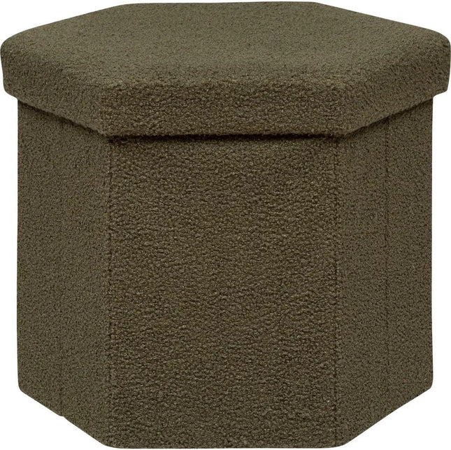 Atmosphera Poef/krukje/Hocker Jako - Opvouwbaar/Opslag box 60L - Olijfgroen - D40 x H38 cm - MDF/polyester