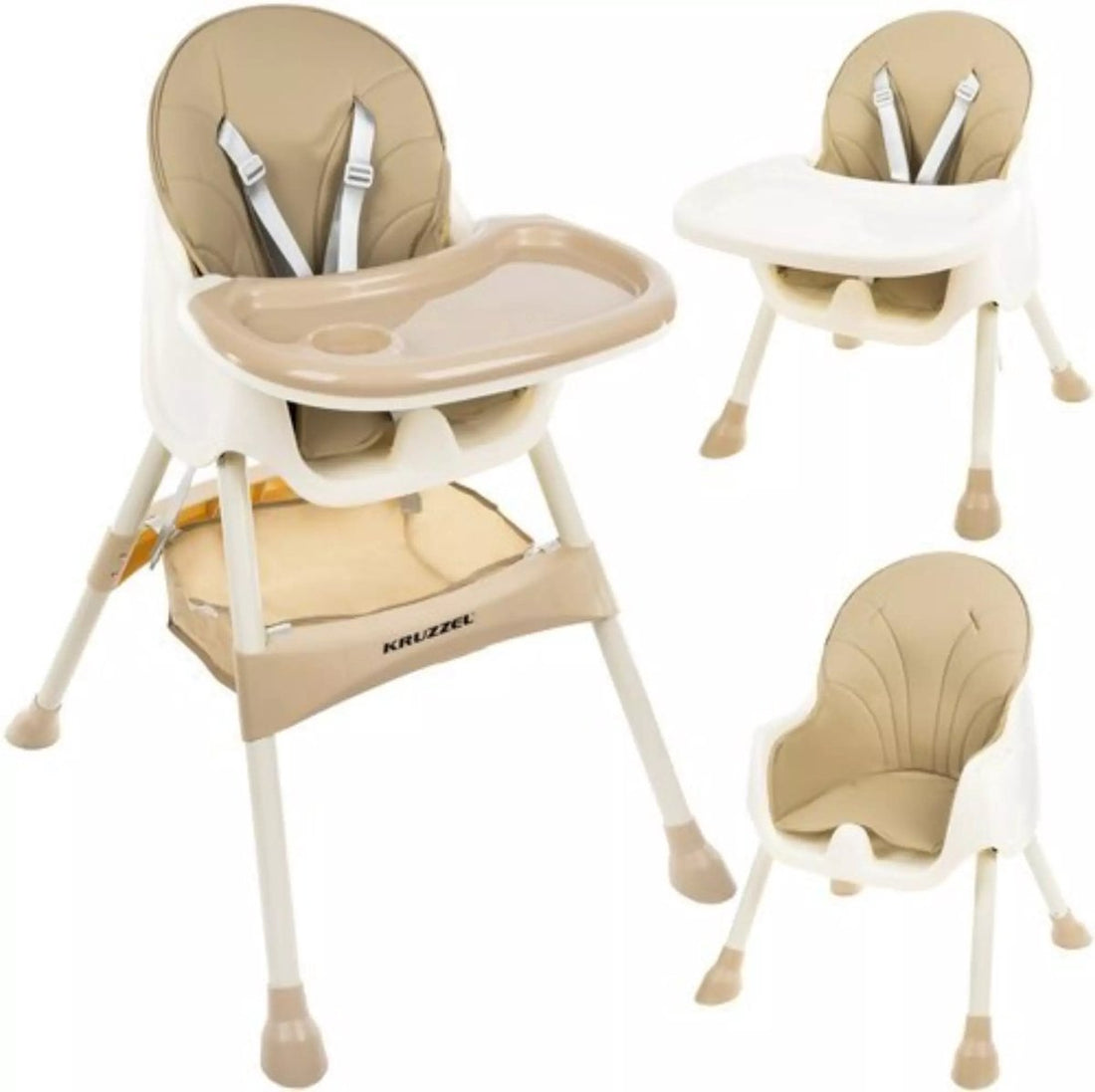 Kinderstuhl 3 in 1 - 5-Punkt-Sicherheitsgurt - Beige