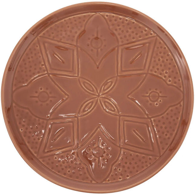 Sienna Dinerbord Terracotta 27 cm - Faience Bord met Gegraveerd Bloemmotief - Eetbord - Bord