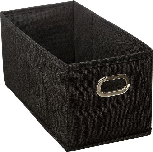 5Five Opbergmand/kastmand - zwart - linnen - 7 liter - 31 x 15 x 15 cm - Opbergbox - Vakkenkast manden