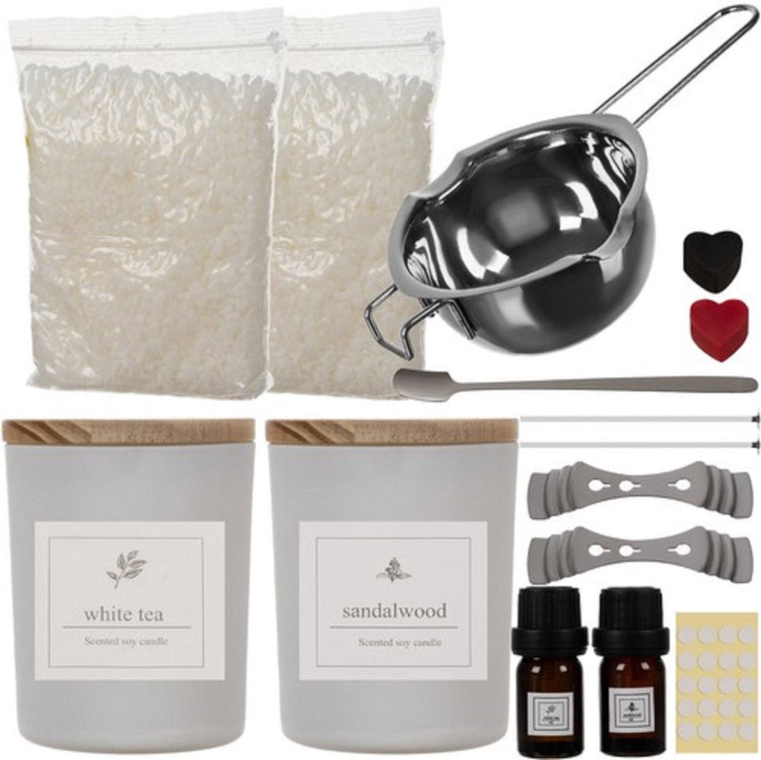 Ruhhy Luxe Duftkerzen DIY Weiß – mit 26 Brennstunden – Kerzen selber machen – Komplettes Geschenkset