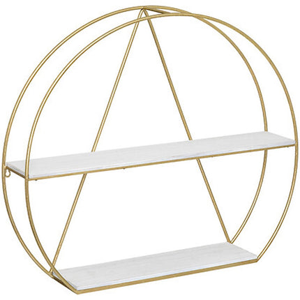 Wandkastje minimalistisch - goud/wit - metaal - 2 plankjes - 83 x 74 cm - wandplanken
