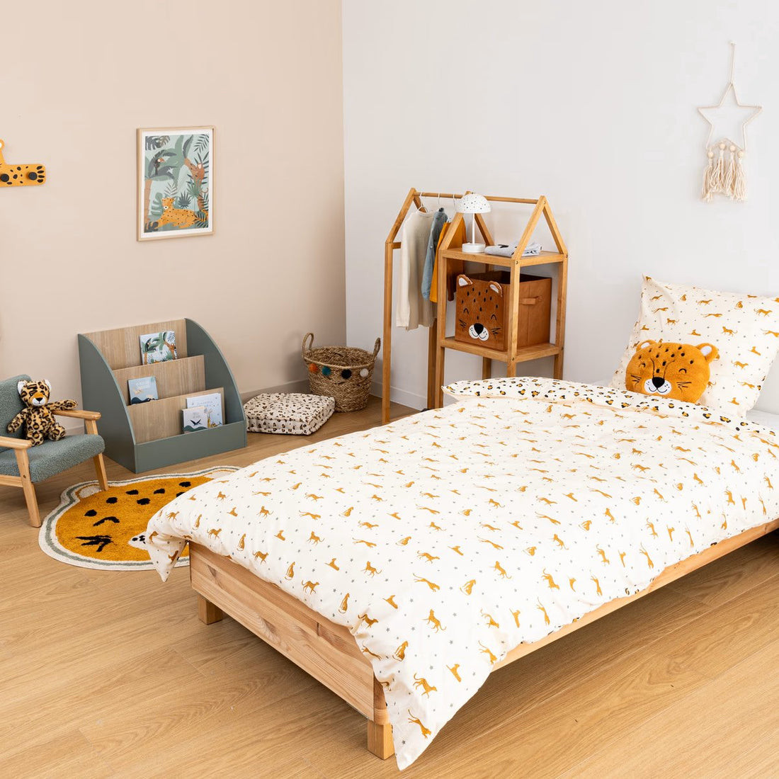 Atmosphera Kids Bettbezug-Set mit 1 Kissenbezug 140 x 200 cm / 65 x 65 cm – Leopard