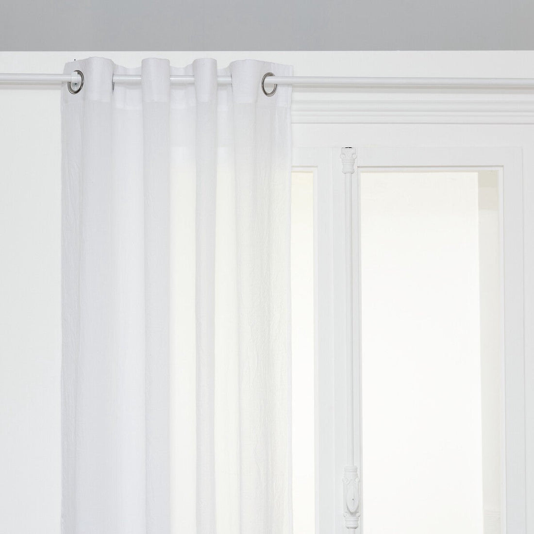 Atmosphera Paxta Baumwollvorhang 130 x 240 cm - Konfektioniert mit Ösen - Weiß