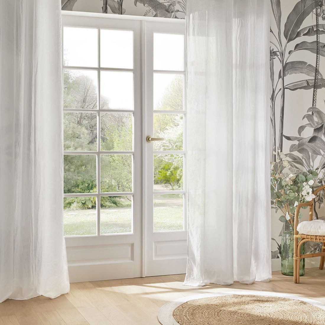 Atmosphera Paxta Baumwollvorhang 130 x 240 cm - Konfektioniert mit Ösen - Weiß