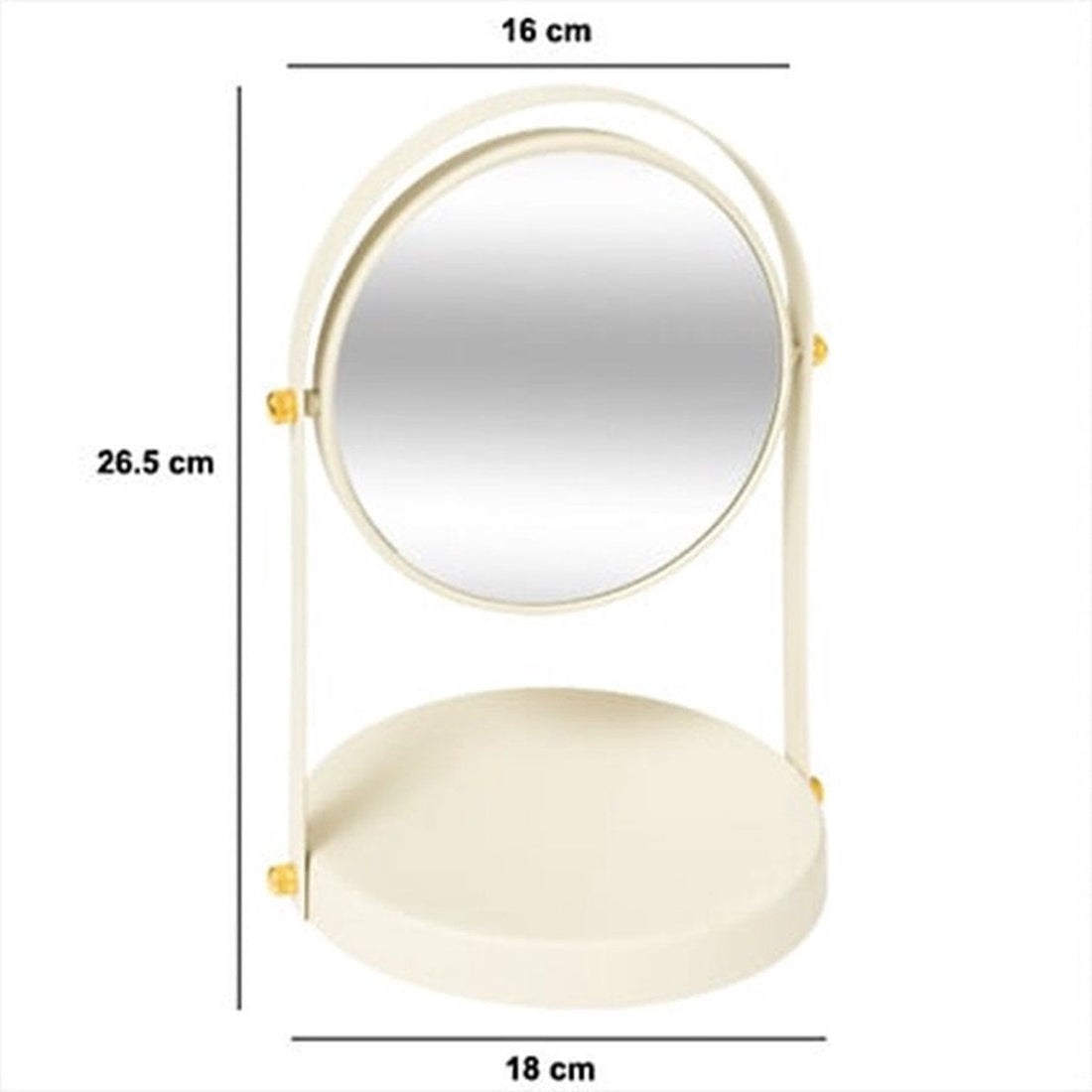 5Five Make-up-Spiegel mit Ständer - 18 x 26 cm - Metall - elfenbeinweiß - Badezimmer / Schminktisch - drehbar