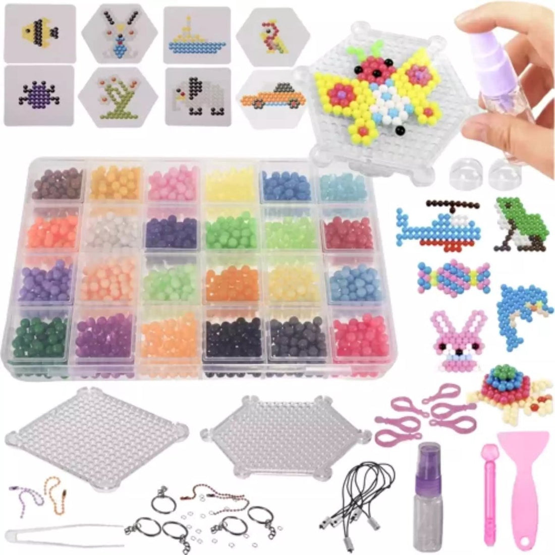 Kruzzel waterkralen set – 2800 kralen in 24 kleuren met sjablonen