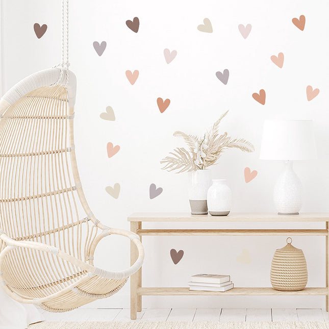Sipo Harten Wandsticker Set - Zelfklevende Muurdecoratie - Verplaatsbare Harten voor Kinderkamer en Woonkamer - 6.5x5.7 cm per Hart - Muurstickers