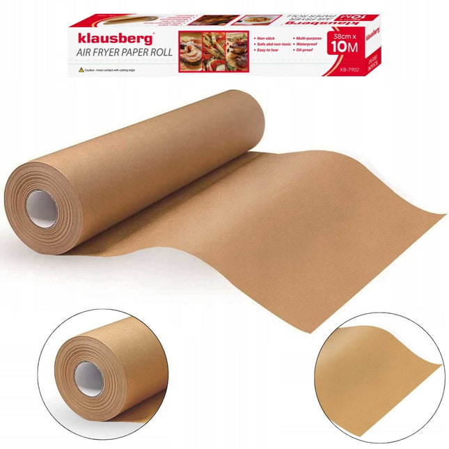 Klausberg Airfryer Bakpapier 10m – Pergamin 38cm Breed – KB-7902 – Hittebestendig tot 230°C