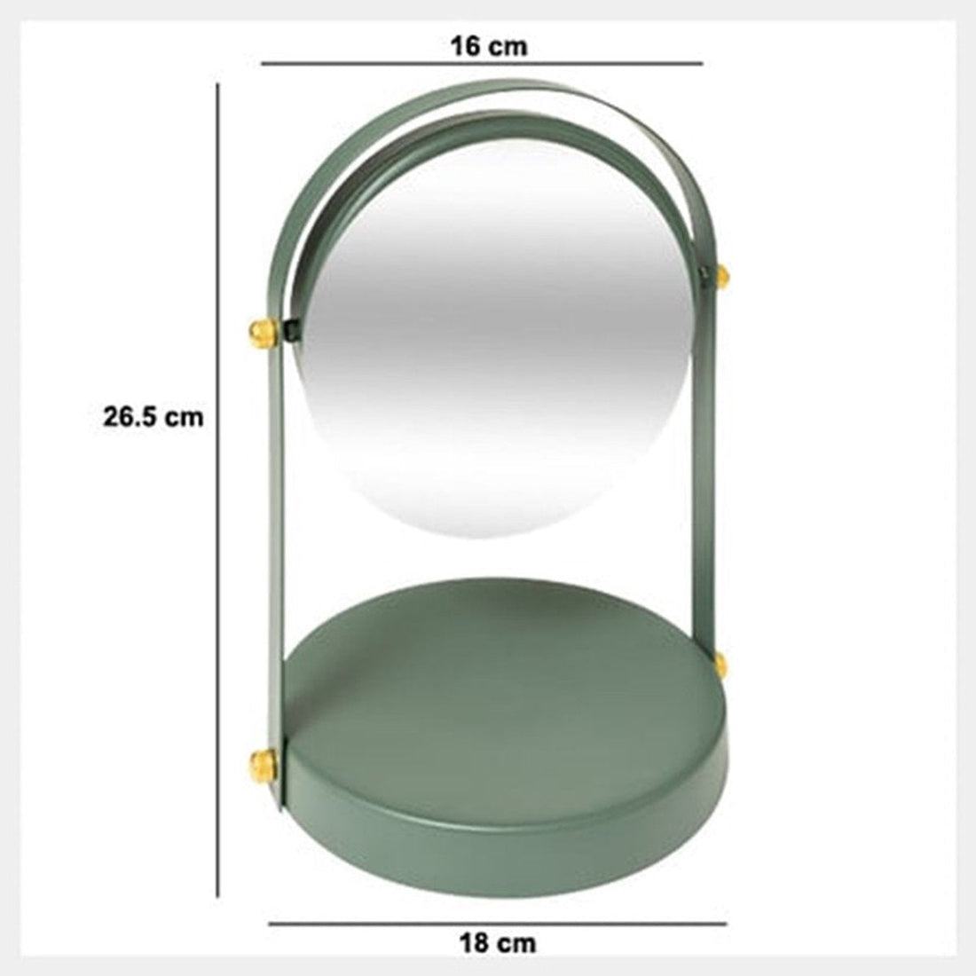 5Five Make-up-Spiegel mit Standfuß - 18 x 26 cm - Metall - Ficusgrün - Badezimmer / Schminktisch - drehbar