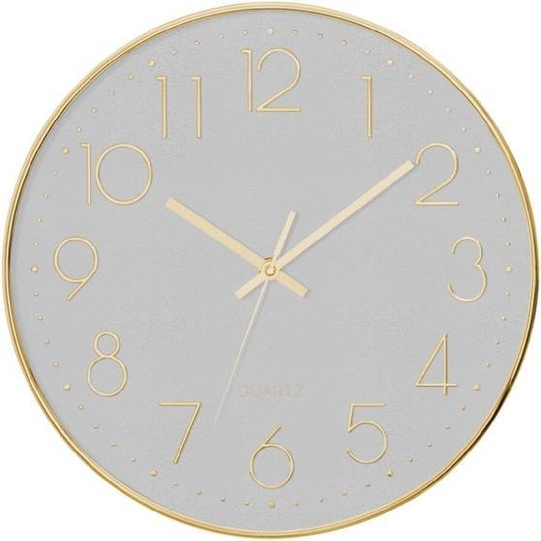 Horloge mural doré, mouvement silencieux, fond gris, Ø 30CM