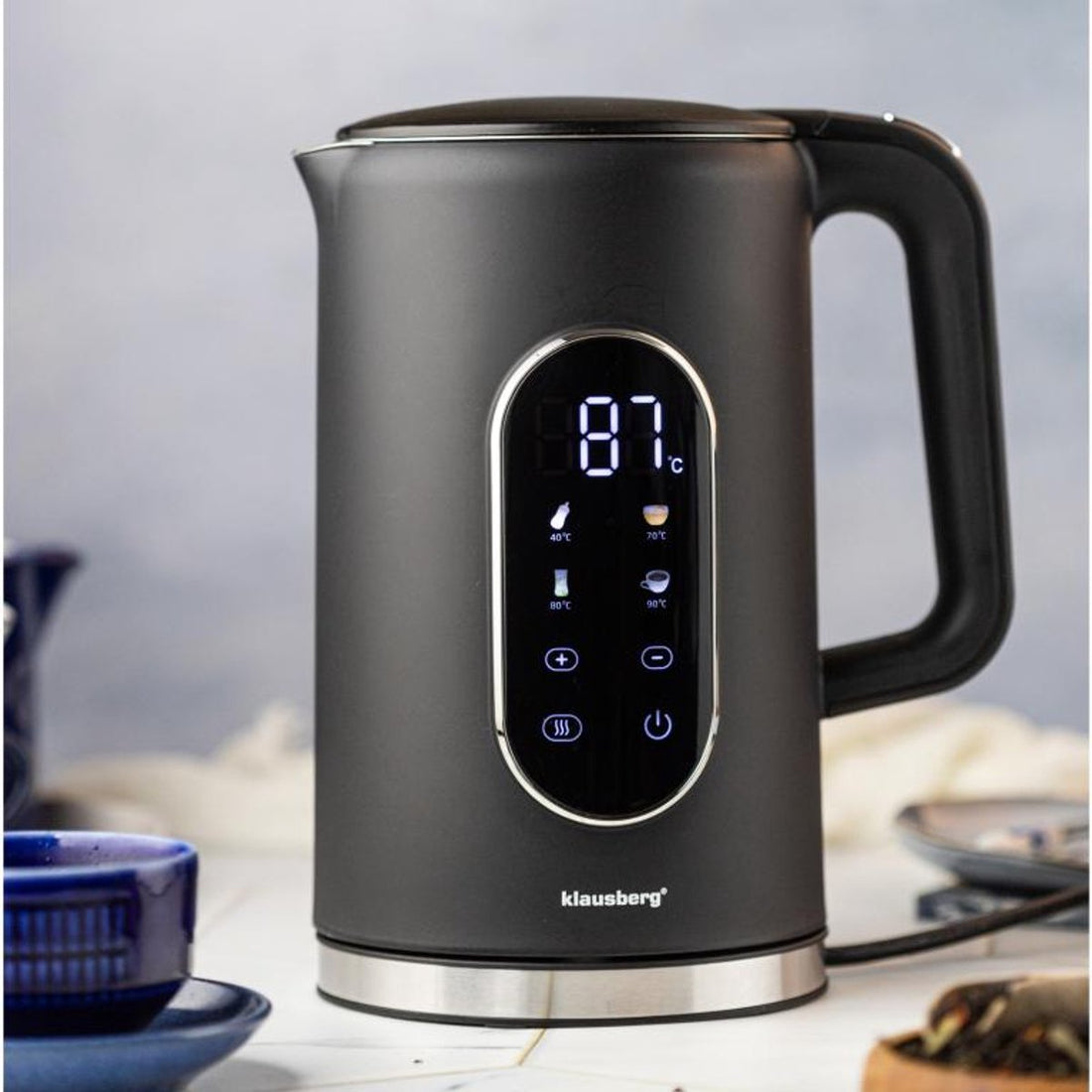 Bouilloire électrique Klausberg KB-7891 - 1,7L - Noir - Panneau de commande LED - 13 réglages de température - 2200W