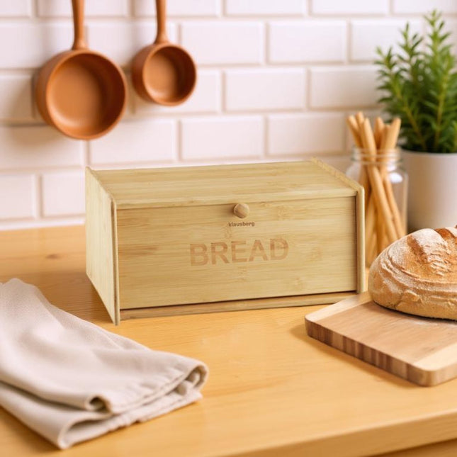 KLAUSBERG Bamboe Broodtrommel - 39,5x24,5x18 cm - Natuurlijke Broodbak voor Fris Brood - KB-7933 - Brooddoos - Brood vershouddoos