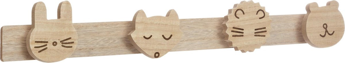 Atmosphera Kindergarderobe Wilde Tiere - Holz - 4 Haken - Kinderzimmer