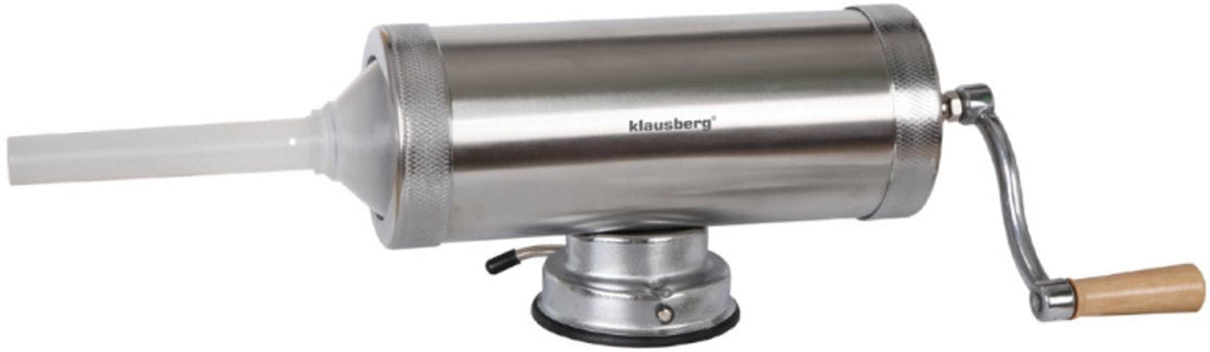 Klausberg Worstvuller Horizontal - Vleesvuller - 2, 5 kg Capaciteit - RVS - Met Zuignap en 3 Spuitmonden - KB-7925