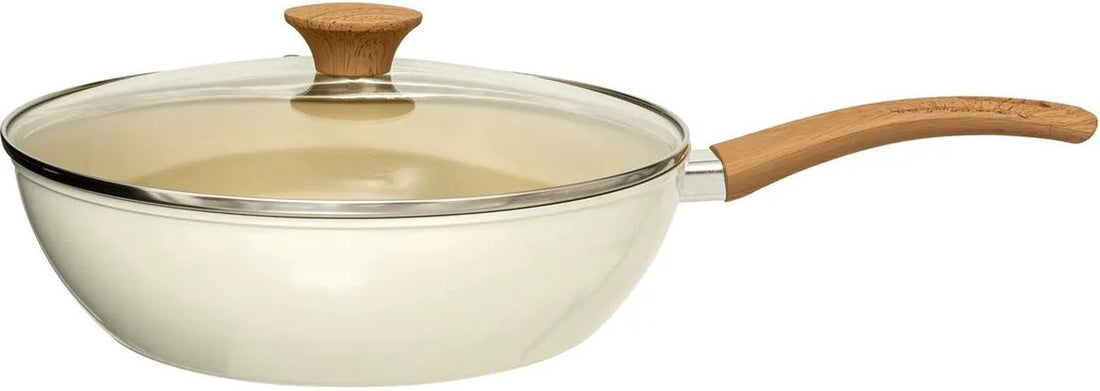 5Five Brat-/Wokpfanne mit Deckel Harmony - Alle Wärmequellen - Beige - Ø 27 cm - Bakelitgriff - Aluminium