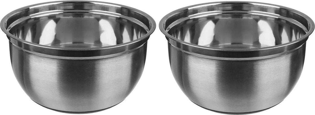 2x Rührschüssel/Salatschüssel Edelstahl mit Antirutsch - 2,5L - Küchenzubehör - Servierschalen/Salatschüsseln